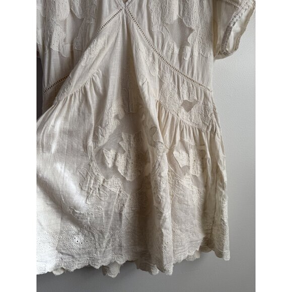 Free People Daylight Crochet Embroidered Mini Babydoll Dress Ivory Coquette M - Picture 11 of 13